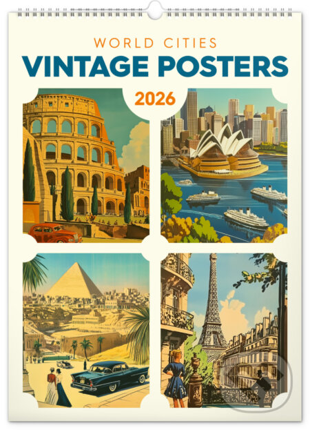 NOTIQUE Nástenný kalendár Vintage posters – world cities (Vintage plagáty – svetové mestá) 2026