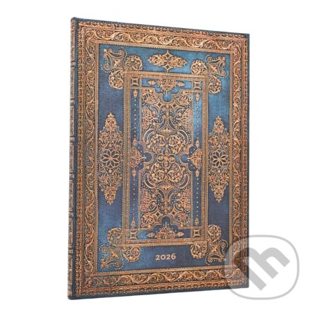 Paperblanks - týždenný diár Blue Luxe 2026 (grande, vertikálny, elastické zatváranie)