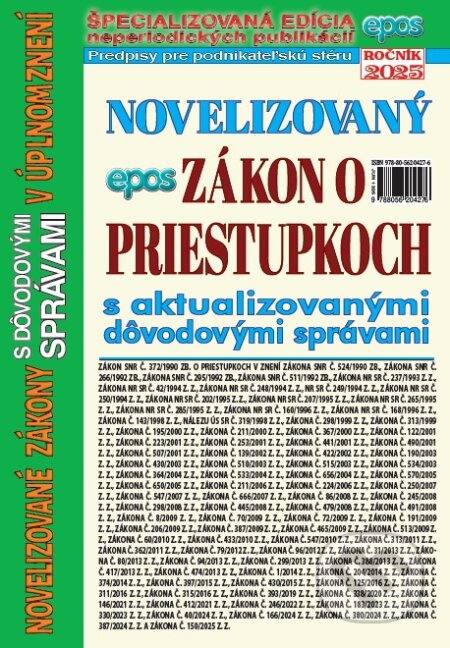 Kniha: Novelizovaný zákon o priestupkoch (Epos). Epos, 2025