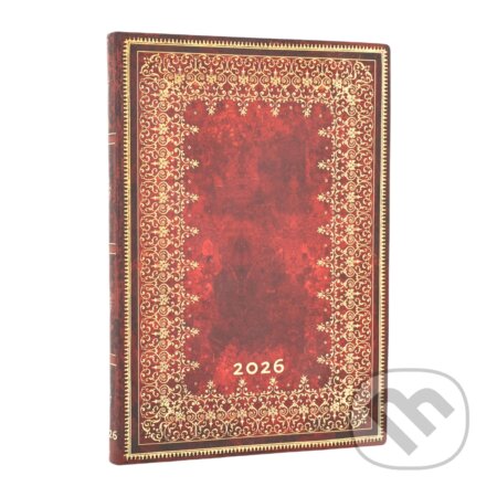 Paperblanks - týždenný diár Foiled 2026 (flexi, midi, horizontálny, elastické zatváranie)