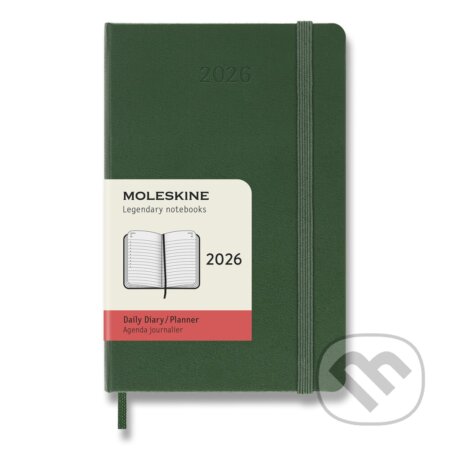 Moleskine 2026 - diář v tvrdých deskách - velikost S, denní, tmavě zelený