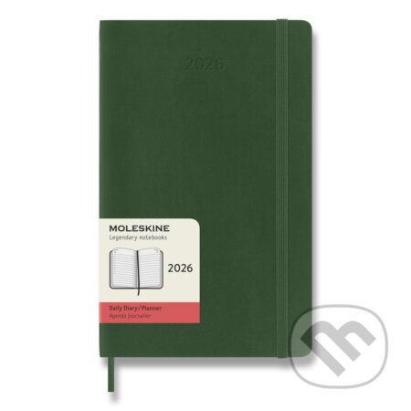 Moleskine 2026 - diář v měkkých deskách - velikost L, denní, tmavě zelený