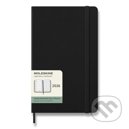 Moleskine 2026 - diář v tvrdých deskách - velikost L, týdenní, černý