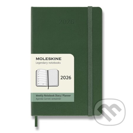Moleskine 2026 - diář v tvrdých deskách - velikost S, týdenní, tmavě zelený