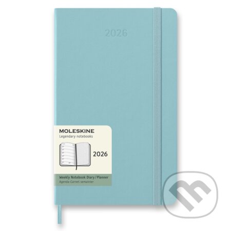 Moleskine 2026 - diář v tvrdých deskách - velikost L, týdenní, tyrkysový