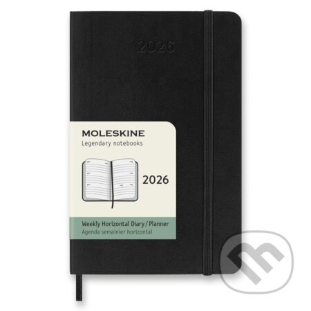 Diář Moleskine 2026 - měkké desky, S, týdenní, horizontální, černý