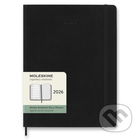 Moleskine 2026 - diář v měkkých deskách - velikost XL, týdenní, černý