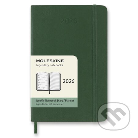 Moleskine 2026 - diář v měkkých deskách - velikost S, týdenní, tmavě zelený