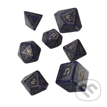 Sada runových kociek - Mixed Blue & Gold