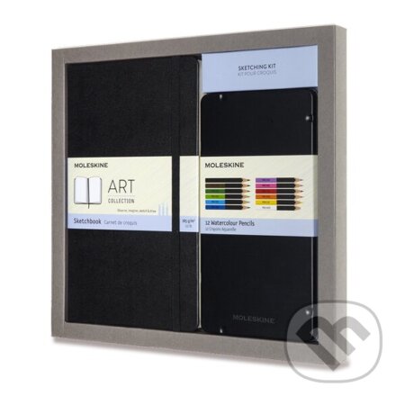 Skicar Moleskine - tvrdé dosky - L, darčeková súprava s farebnými ceruzkami