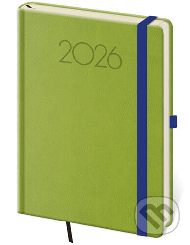 Týdenní diář 2026 A5 New Praga zelený s gumičkou