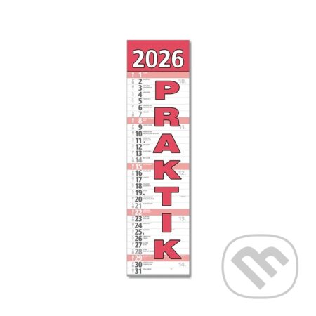 Nástenný kalendár Praktik 2026 (červený) (Spektrum grafik)