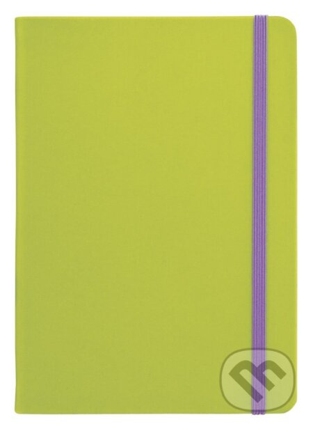 Notes - limetkový s fialovou gumičkou (bodkovaný)