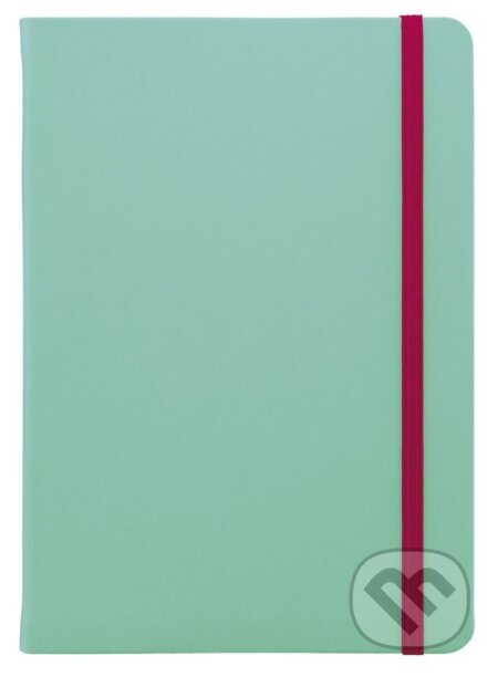 Notes - mentolovej farby s červenou gumičkou (bodkovaný)