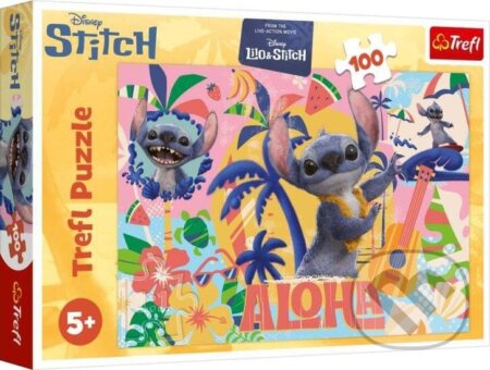 Trefl Puzzle 100 Stitch a priatelia v akcii - puzzle z kategorie 60 - 300 dílků