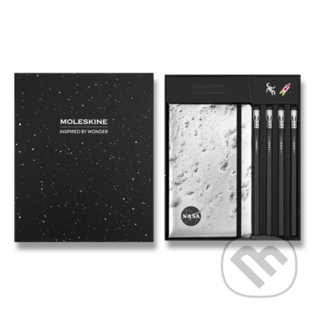 Moleskine - kolekcia NASA-inspired (zápisník, 4 grafitové ceruzky Blackwing a 2 ozdoby na zápisník) v krabičke