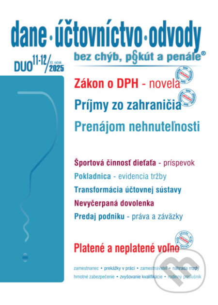 Kniha Dane, účtovníctvo, odvody 11-12 / 2025 - Zákon o DPH po novele