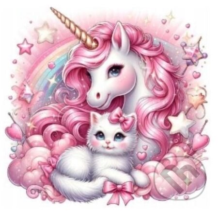 Diamantové malování Jednorožec s koťátkem