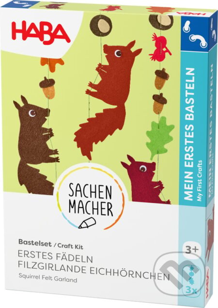 Kreatívna sada Prvé navliekanie plstená girlanda Veverička