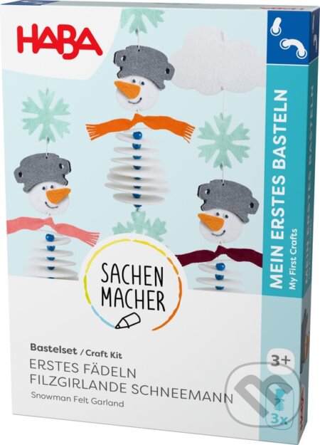 Kreatívna sada Prvé navliekanie plstená girlanda Snehuliak