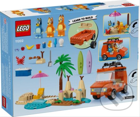 Spoločenská hra: LEGO® Bluey 11202 a rodinný výlet autom na pláž (LEGO). LEGO, 2025