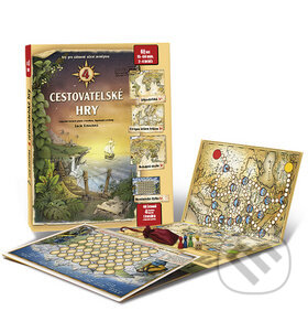 4 cestovatelské hry (Leporelo her s kostkou, figurkami a žetony, pro zábavné učení zeměpisu) - hra z kategorie Cestovní hry