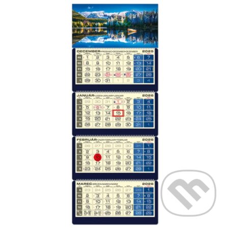 Luxus 4-mesačný nástenný kalendár 2026 - horské jazero (Spektrum grafik). Spektrum grafik, 2025