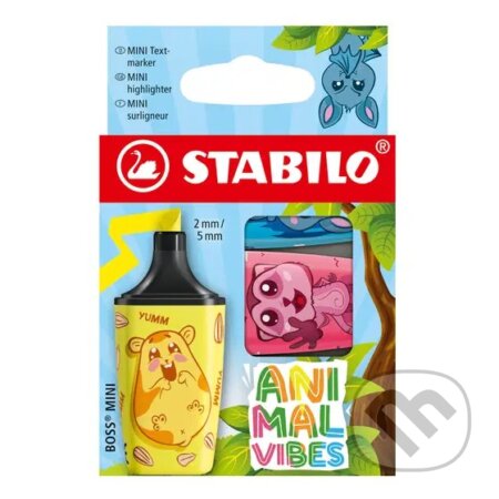 Zvýrazňovač - STABILO BOSS MINI Animal Vibes - 3 ks sada - neonové farby