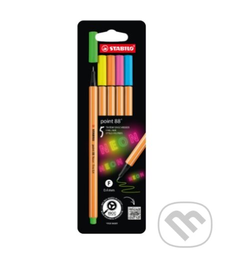 Jemný liner - STABILO point 88 - 5 ks sada - 5 neonových farieb