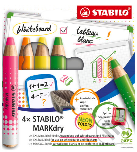 Suchý popisovač na tabuľu a flipchart - STABILO MARKdry Neon (STABILO). STABILO, 2026