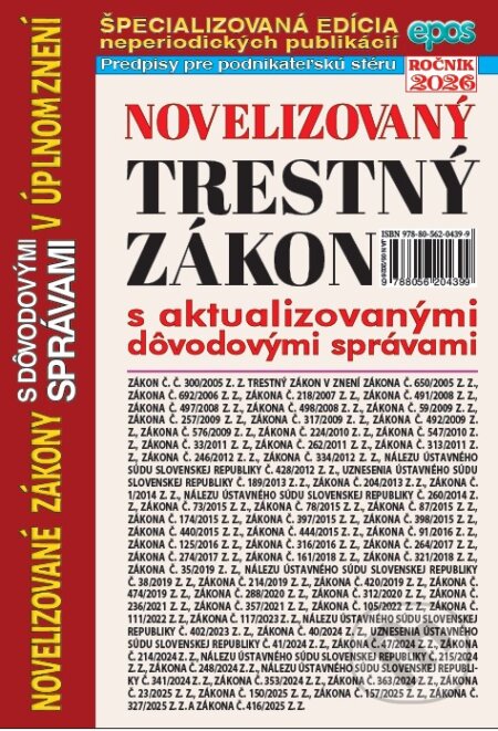 Kniha: Novelizovaný Trestný zákon (Epos). Epos, 2026