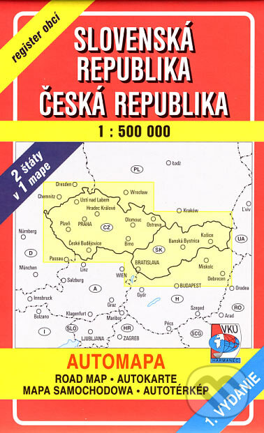 Slovenská republika a Česká republika 1:500 000, VKÚ Harmanec, 2007