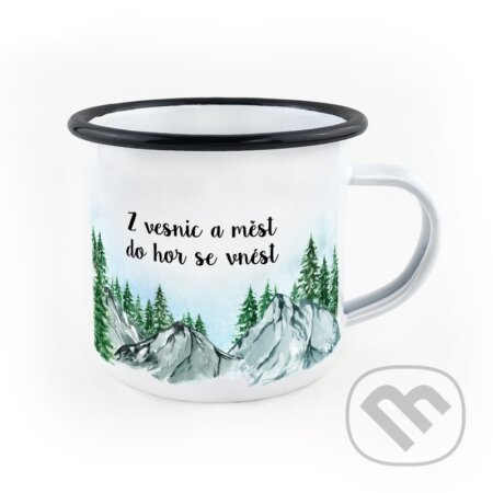 Smaltovaný hrnek Z vesnic a měst zpátky do hor