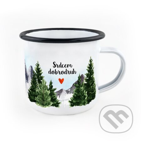 Smaltovaný hrnek Srdcem dobrodruh