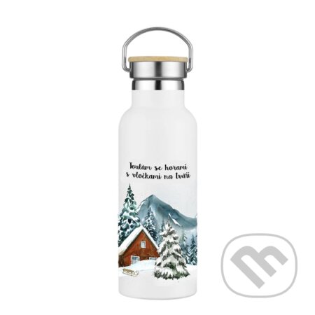 Termoláhev Toulám se horami s vločkami na tváři