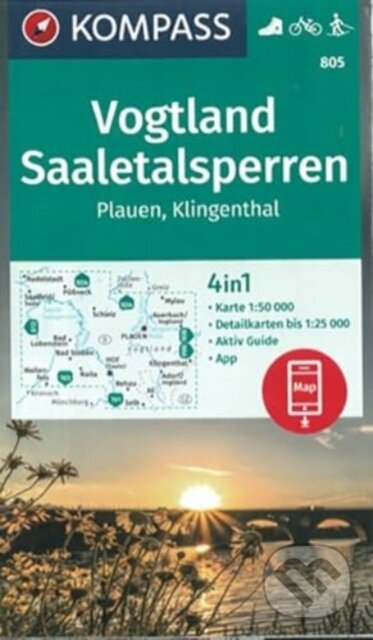 Kniha: Vogtland, přehrady Saale, Plauen, Klingenthal 1:50 000 / turistická mapa KOMPASS 805 (). , 2023