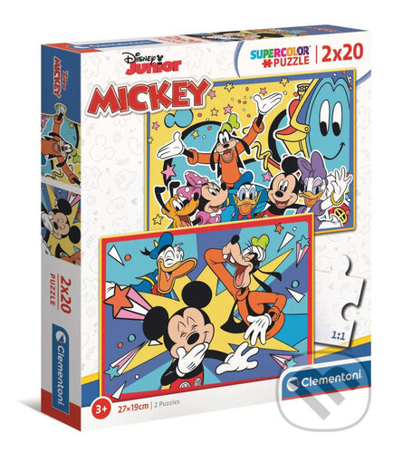 Puzzle: Puzzle Supercolor Mickey 2x20 dílků (Clementoni). Clementoni, 2026