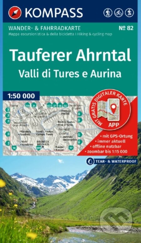 82 Tauferer Ahrntal, Valli di Tures e Aurina 1: 50 000