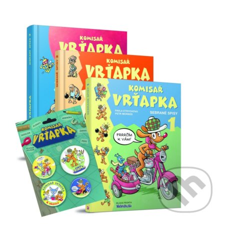 Balíček 4ks Komisař Vrťapka 3knihy +Plaketa s odznáčkami, Mladá fronta, 2014