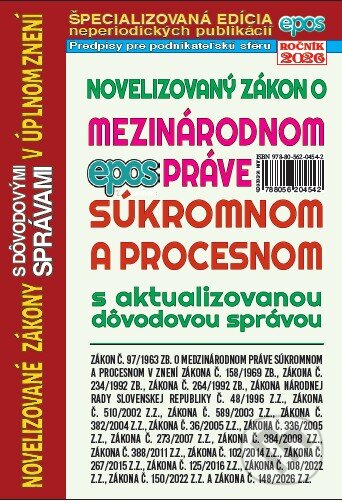 Kniha: Novelizovaný zákon o medzinárodnom práve súkromnom a procesnom (Epos). Epos, 2026