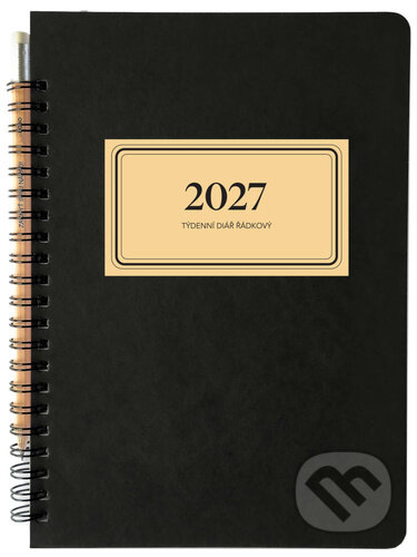 Diář 2027 týdenní s tužkou RETRO, řádkový, černý (BOBO BLOK). BOBO BLOK, 2026