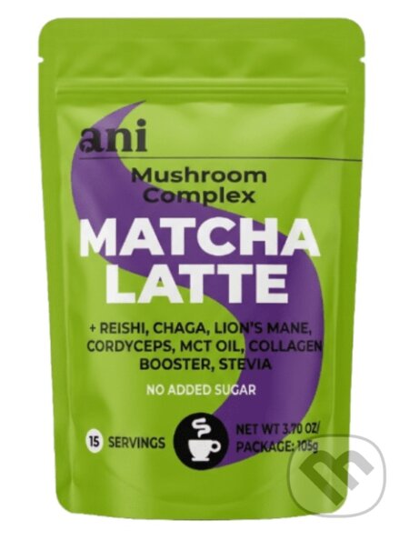 Kávy a čaje: ANi Matcha Latte mushroom complex 105g (Ani). Ani