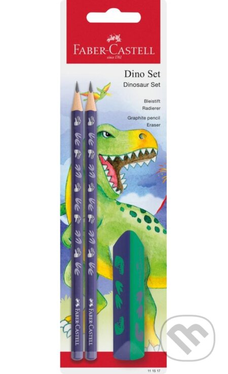 Dino Grafitová ceruzka+guma, set (Faber-Castell). Faber-Castell