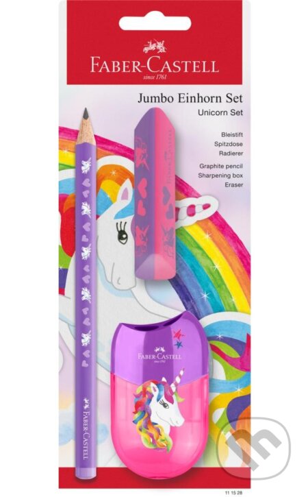 Unicorn Grafitová ceruzka Jumbo+guma+strúhadlo, set (Faber-Castell). Faber-Castell