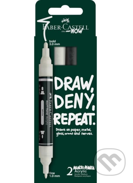 Akrylové popisovače multimark Set 2 biela/čierna (Faber-Castell). Faber-Castell