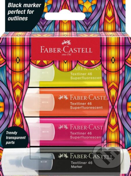 Zvýrazňovač Superfluo Glassy 3+1 set (Faber-Castell). Faber-Castell