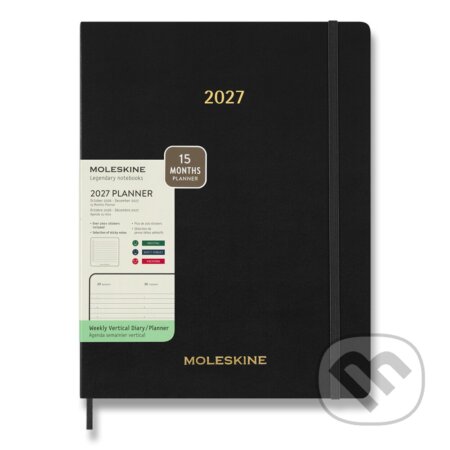 Moleskine – 15-mesačný vertikálny týždenný diár Essential 2027 (čierny) (Moleskine). Moleskine, 2026