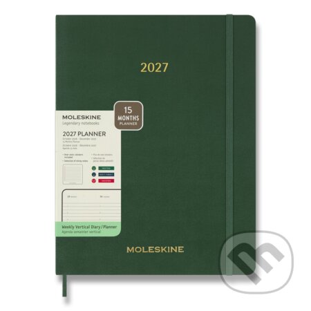 Moleskine – 15-mesačný vertikálny týždenný diár Essential 2027 (tmavozelený) (Moleskine). Moleskine, 2026