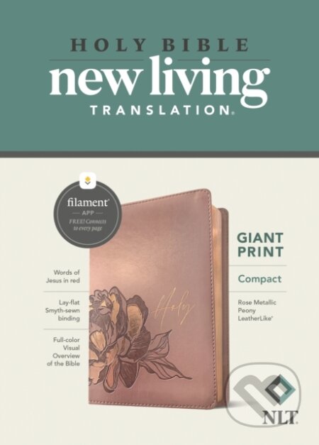 Kniha: NLT Compact Giant Print Bible, Filament Enabled (LeatherLike, Rose Metallic Peony, Red Letter) (Rl Lthrlike Rose Met). Tyndale House Publishers, 2022