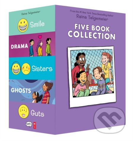 Kniha: Raina Telgemeier Five Book Collection: Smile, Drama, Sisters, Ghosts, Guts (Raina Telgemeier). Scholastic, 2023